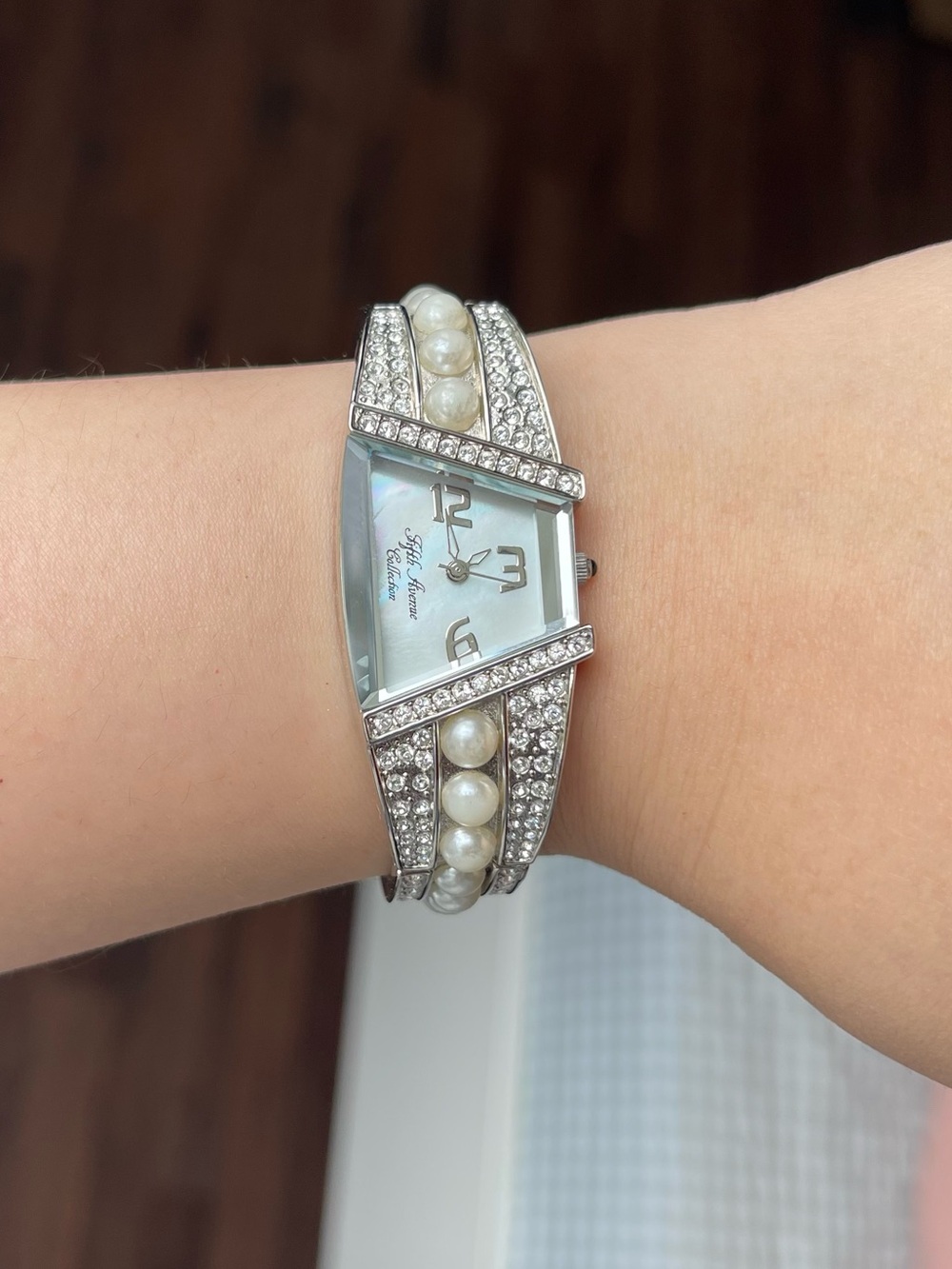 Vintage Swarovski Crystal & Mother of Pearl Watch | Fifth Avenue Collection
